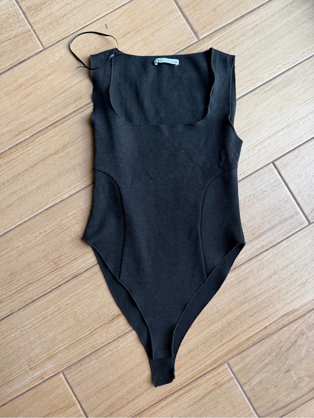 Zara Black Square Neck knit bodysuit